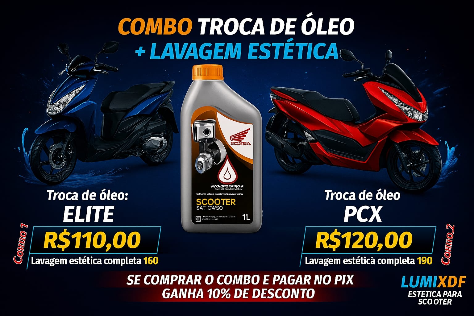Combo troca de óleo Elite e PCX